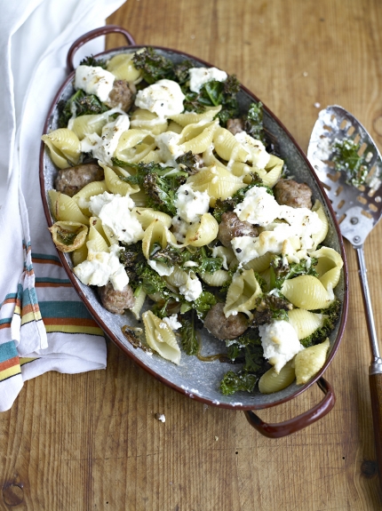 Image of kale, sausage and ricotta bake