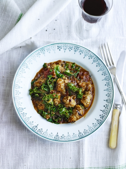 Image of kale and sausage stew in a bowl