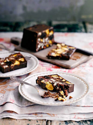 vegan chocolate parfait with honeycomb