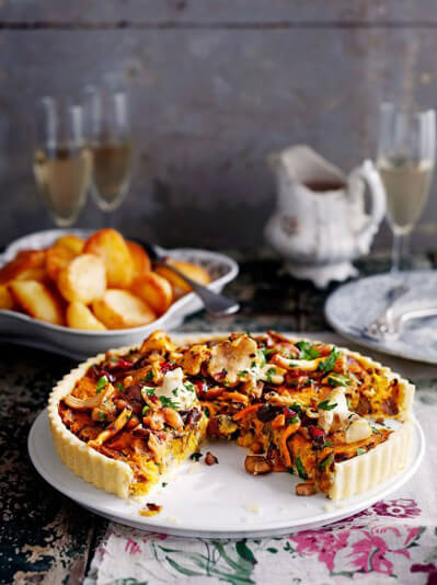 vegan tart with slice removed