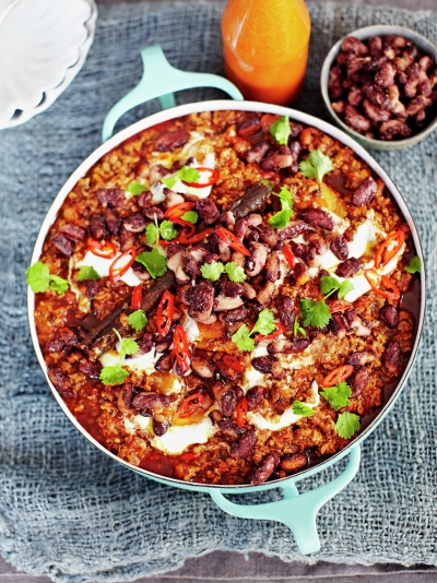 Chilli con carne with popping kidney beans